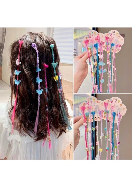 Çocuk Rengarenk Unicorn Kelebekli Postiş Mandal Toka Seti