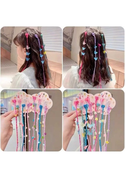 Çocuk Rengarenk Unicorn Kelebekli Postiş Mandal Toka Seti modelleri