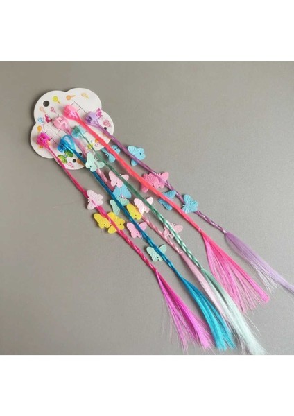 Çocuk Rengarenk Unicorn Kelebekli Postiş Mandal Toka Seti fırsatları