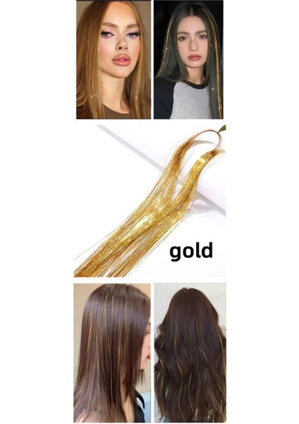 Gold Renk Simli Saç Aksesuarı/ Saç Işıltısı Yan Postiş 50 cm Simli Saç Ipi Gümüş Renk Tinsel Saç fiyatları