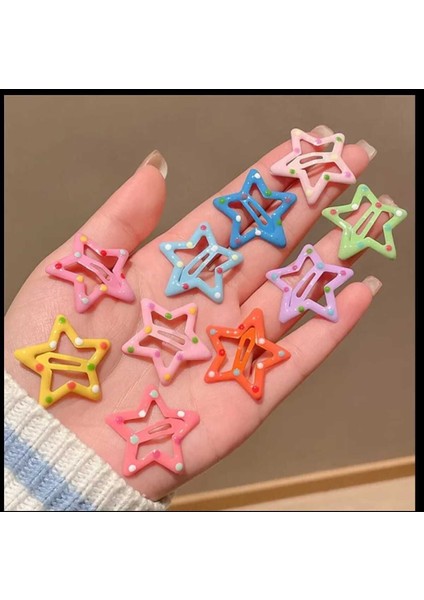 10 Adet Ithal Luxy Renkli Yıldız Çıtçıt Toka Mine Kaplamalı Puff Yıldızlı Toka fiyatları