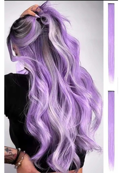 2 Adet Renkli Düz Yan Çıt Çıt Postiş Saç Sentetik Renkli Saç Çıt Çıt Saç Takma SAÇ50CM