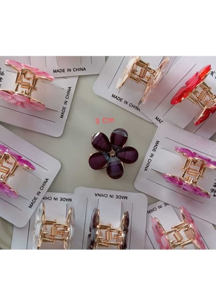 Ortası Taşlı Renkli Kristal Çiçek Model 3 cm Toka