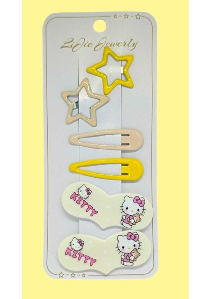 Figürlü Kız Çocuk Toka Seti Çocuk Toka Yıldız Toka Çıt Çıt Toka Hello Kitty Toka Seti
