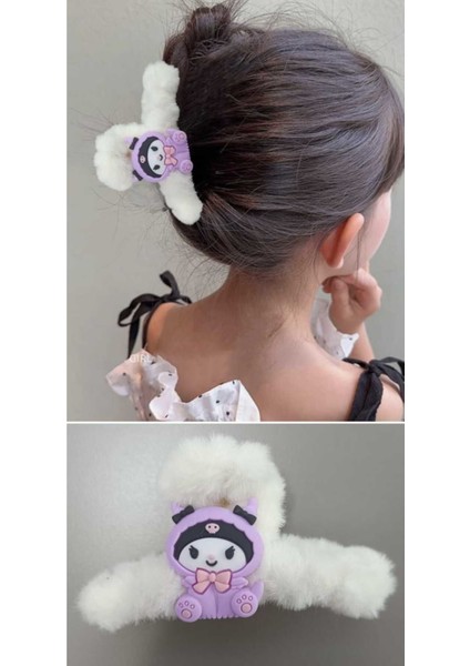 1 Adet Figürlü Peluş Mandal Toka Kız Çocuk Toka Çocuk Tokası Bayram Tokası Okul Tokası