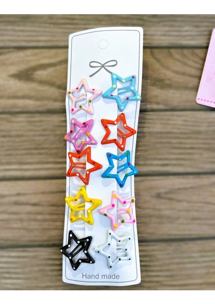 10 Adet Yıldız Model Renkli Puantiyeli Benekli Noktalı Çıtçıt Yan Toka fiyatları