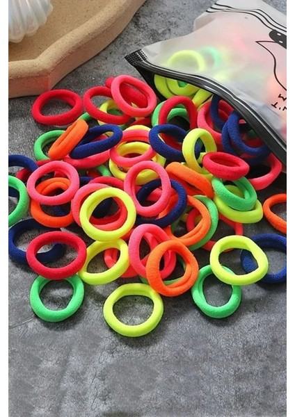 100'LÜ Havlu Mini Lastik Toka Minik Lastik Toka Küçük Lastik Toka Rengarenk Toka