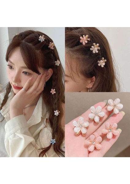 Ortası Taşlı Renkli Kristal Çiçek Model Ikili Mini Mandal Toka modelleri