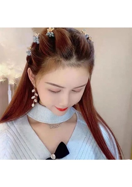 Ortası Taşlı Renkli Kristal Çiçek Model Ikili Mini Mandal Toka indirimleri