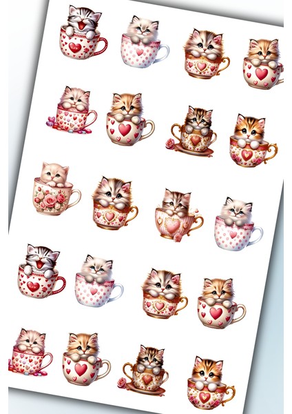 Sevimli Kedi Sticker Bullet Journal Sticker / Defter / Ajanda / Çıkartma Yaklaşık A5 Ebatında modelleri