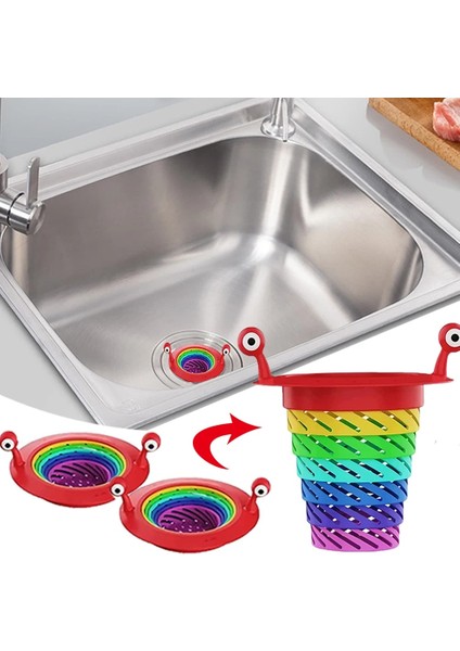 Mutfak - Banyo Lavabo Filtresi Süzgeci Gökkuşağı Kademeli Drenaj Deliği Atık Filtresi