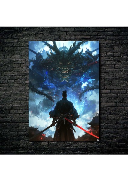 Anime Metal Poster Parlak Göz Alıcı Renkler - Ejderha ile Yüzleşme