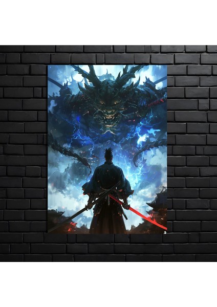 Anime Metal Poster Parlak Göz Alıcı Renkler - Ejderha ile Yüzleşme