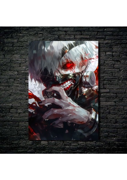 Anime Metal Poster Parlak Göz Alıcı Renkler - Kaneki'nin Karanlık Dönüşümü