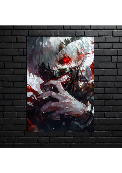 Anime Metal Poster Parlak Göz Alıcı Renkler - Kaneki'nin Karanlık Dönüşümü