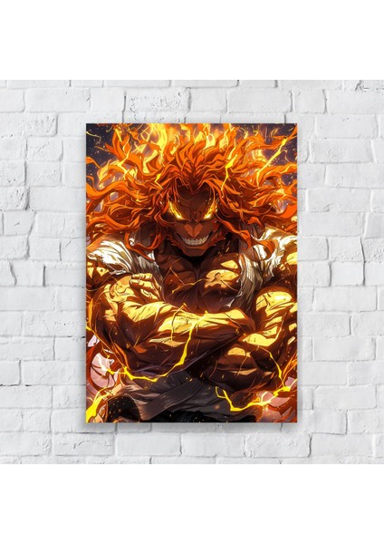 Anime Metal Poster Parlak Göz Alıcı Renkler - Alevlerin Kızgın Savaşçısı