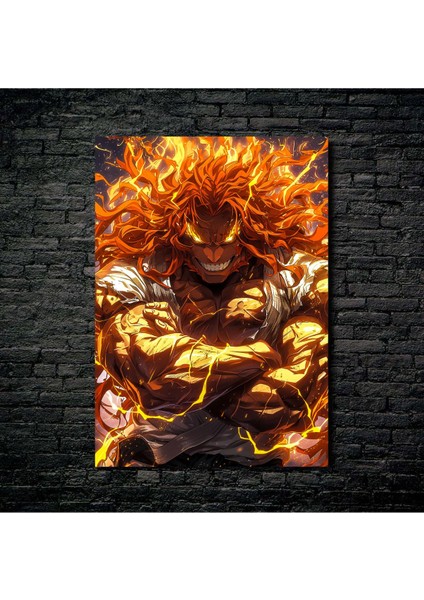 Anime Metal Poster Parlak Göz Alıcı Renkler - Alevlerin Kızgın Savaşçısı fiyatları