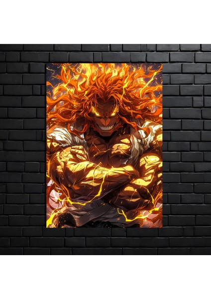 Anime Metal Poster Parlak Göz Alıcı Renkler - Alevlerin Kızgın Savaşçısı modelleri