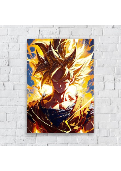Anime Metal Poster Parlak Göz Alıcı Renkler - Goku'nun Cehennem Ateşi