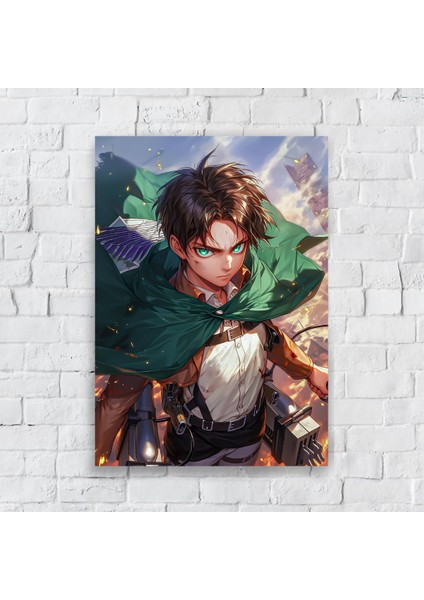Anime Metal Poster Parlak Göz Alıcı Renkler - Eren'in Intikam Ateşi