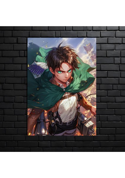 Anime Metal Poster Parlak Göz Alıcı Renkler - Eren'in Intikam Ateşi