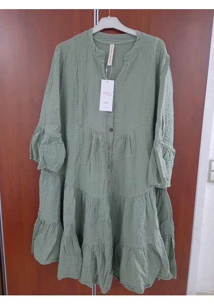 Müslin Yeşil Renkli Elbise