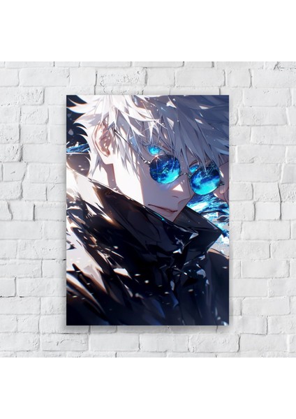 Anime Metal Poster Parlak Göz Alıcı Renkler - Gojo'nun Tehditkar Yakışıklılığı