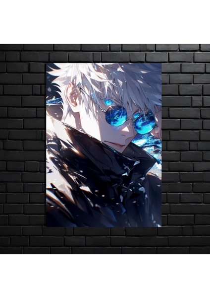 Anime Metal Poster Parlak Göz Alıcı Renkler - Gojo'nun Tehditkar Yakışıklılığı