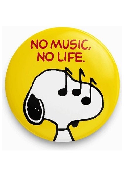 Snoopy No Music No Life Yazılı Rozet Metal