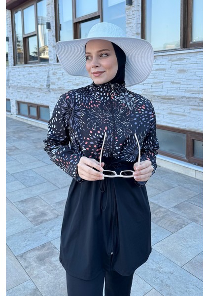 Fermuarlı Dokuma Tam Kapalı Tesettür Mayo T244-20 SIYAH02 modelleri