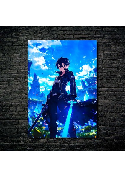 Anime Metal Poster Parlak Göz Alıcı Renkler - Mavi Işık Savaşçısı Krito fiyatları
