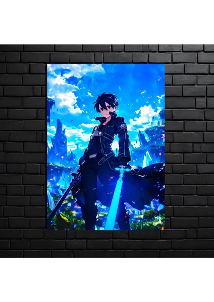 Anime Metal Poster Parlak Göz Alıcı Renkler - Mavi Işık Savaşçısı Krito modelleri