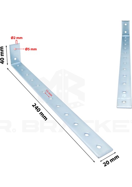 YAPIKAN 2-Ad. Deprem Güvenliği Dolap Sabitleme Aparatı Seti 20x40x240mm - Uzun Mobilya Portmanto Gardırop Eşya Duvar Sabitleyici Aparat