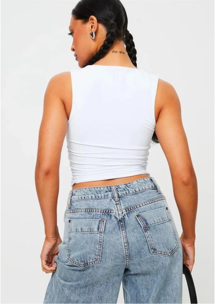 Kare Yaka Geniş Askılı Basic Bluz ( Crop Değildir ) modelleri