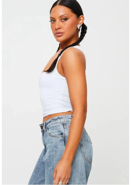 Kare Yaka Geniş Askılı Basic Bluz ( Crop Değildir ) indirimleri