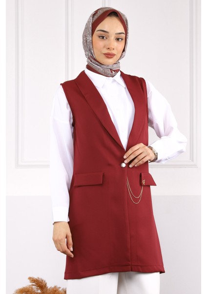 Yağ Yeşili Duble Zincirli Yelek