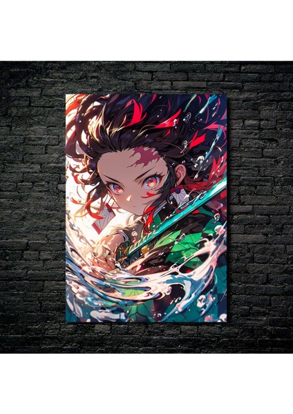 Anime Metal Poster Parlak Göz Alıcı Renkler - Bebek Tanjiro'nun Ateşli Bakışı fiyatları