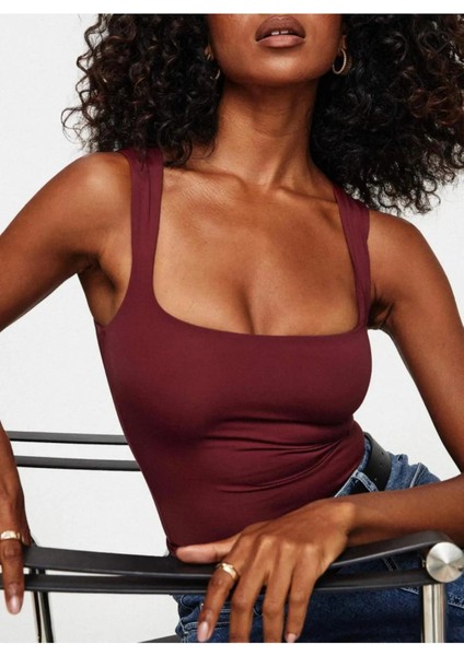 Kare Yaka Geniş Askılı Basic Bluz ( Crop Değildir ) fiyatları