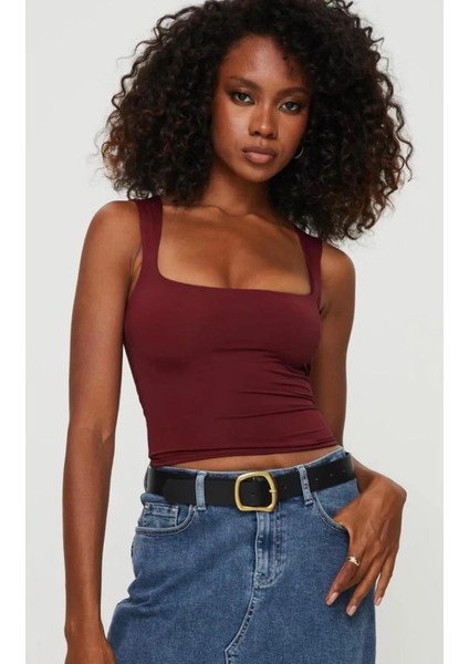 Kare Yaka Geniş Askılı Basic Bluz ( Crop Değildir ) modelleri