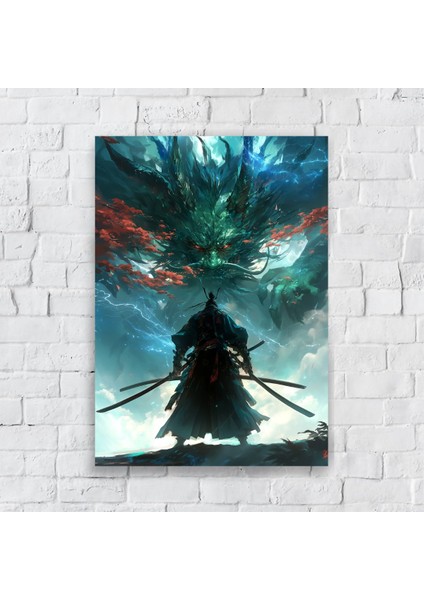 Anime Metal Poster Parlak Göz Alıcı Renkler - Ejderhanın Gazabı Son Savaşçı