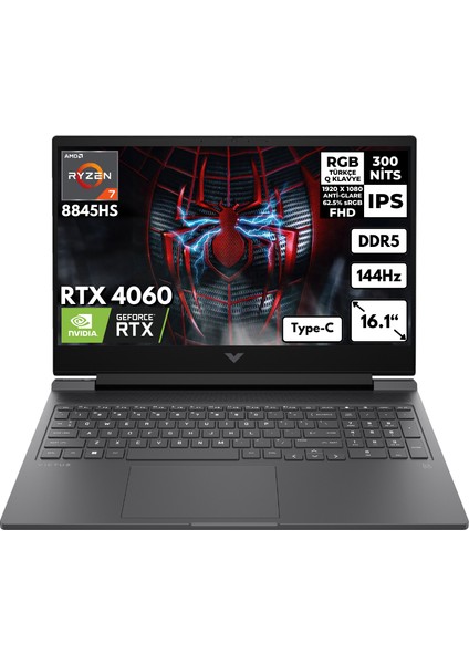 Victus 16-S1010NT 7 8845HS 8-GB DDR5 1 TB SSD RTX4060 (8gb) 16.1" Fhd 144Hz Windows 10 Home Gaming Notebook 9Z790EAHMF81