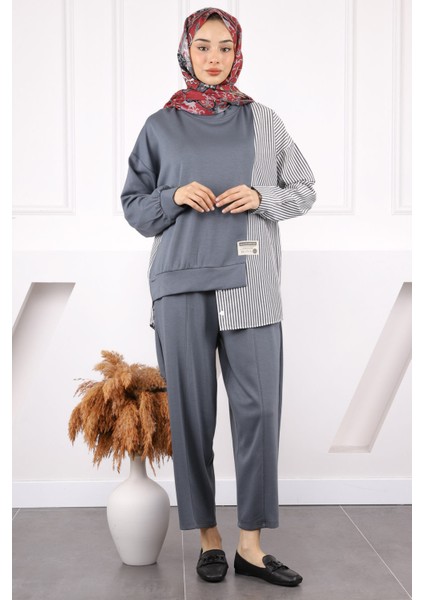 Indigo Gömlek Garnili Modal Tunik Pantolonlu Takım