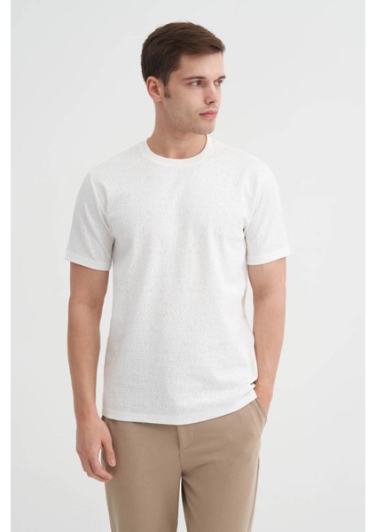 Bisiklet Yaka Ekru Erkek T-Shirt 4152