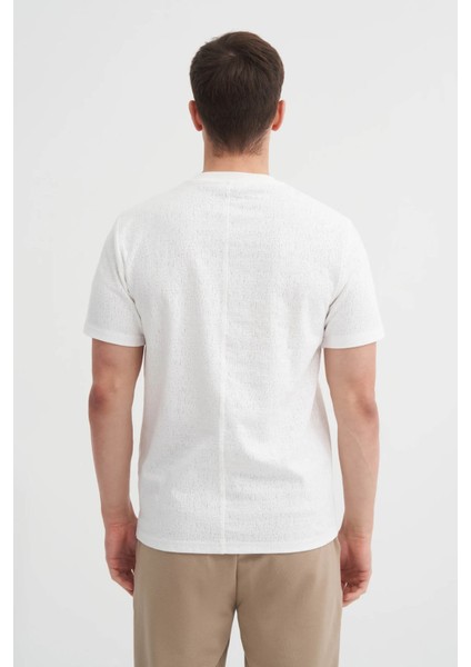 Bisiklet Yaka Ekru Erkek T-Shirt 4152