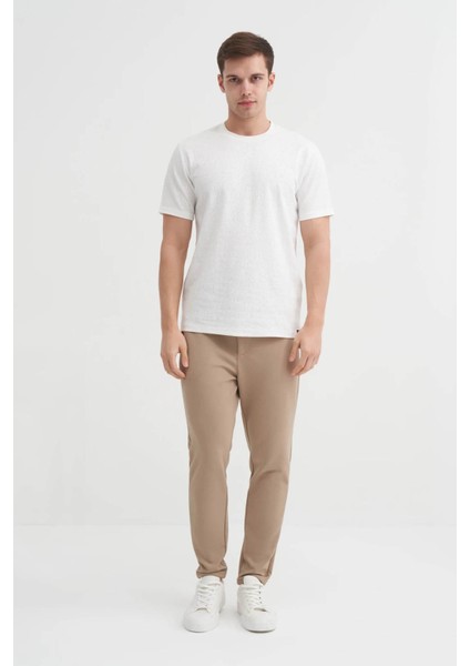 Bisiklet Yaka Ekru Erkek T-Shirt 4152