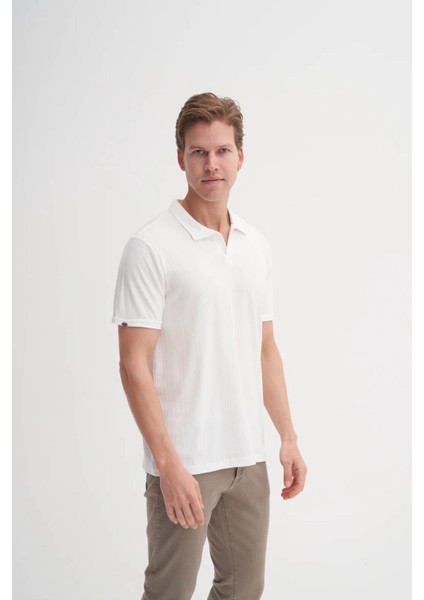 Polo Yaka Beyaz Erkek T-Shirt 4204