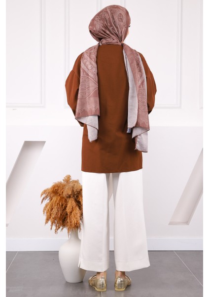 Kahverengi Ön Bağlamalı Kimono