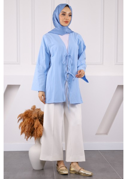 Bebe Mavi Ön Bağlamalı Kimono
