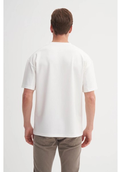 Bisiklet Yaka Ekru Erkek T-Shirt 4007 modelleri