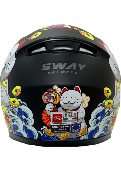 Sw 815K Cat White Yellow Full Face Çocuk Kaskı - L